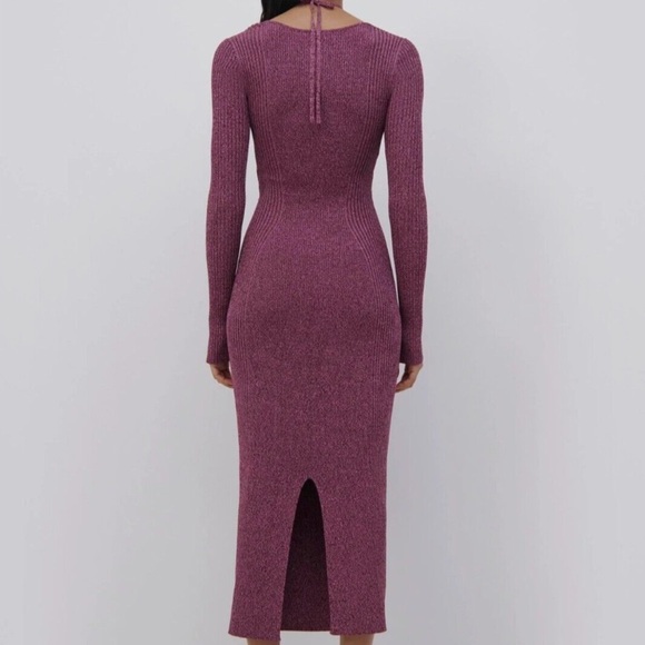 Jonathan Simkhai Womens Danika Cut Out Long Sleeve Marled Midi Dress Small B4HP - Picture 2 of 9